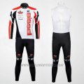 2012 Cycling Jersey Bissell White and Red Long Sleeve and Bib Tight