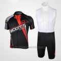 2012 Cycling Jersey Scott Black and Red Short Sleeve and Salopette
