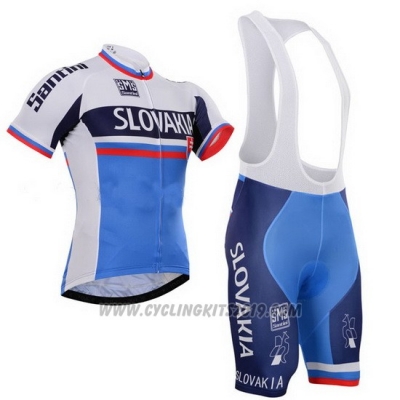 2013 Cycling Jersey Slovakia White and Blue Short Sleeve and Bib Short [hua3153]