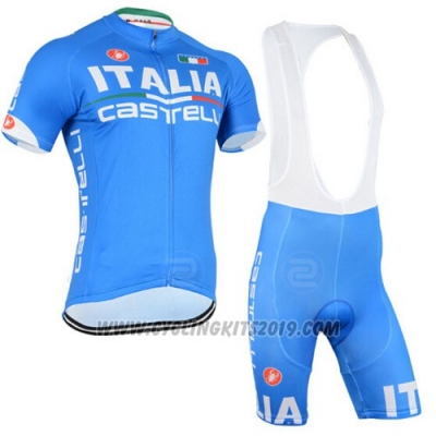 2015 Cycling Jersey Italy White and Sky Blue Short Sleeve and Bib Short