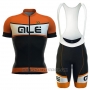 2016 Cycling Jersey ALE Black and Orange Short Sleeve and Bib Short