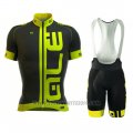 2016 Cycling Jersey ALE Green and Black Short Sleeve and Bib Short