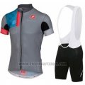 2016 Cycling Jersey Castelli Gray Short Sleeve and Bib Short