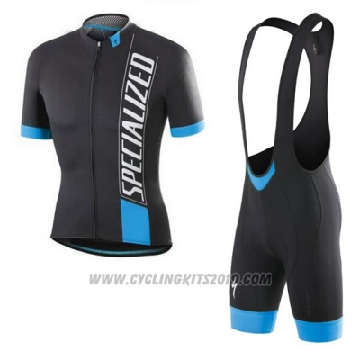 2016 Cycling Jersey Specialized Black White Blue Short Sleeve and Bib Short