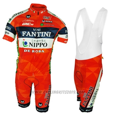 2017 Cycling Jersey Vini Fantini Orange Short Sleeve Bib Short