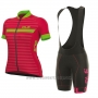 2017 Cycling Jersey Women ALE Excel Riviera Red and Green Short Sleeve and Bib Short