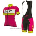 2017 Cycling Jersey Women ALE Graphics Prr Bermuda Pink and Yellow Short Sleeve and Bib Short