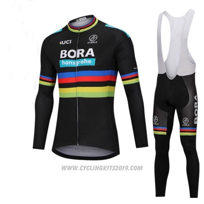 2018 Cycling Jersey UCI Mondo Campione Bora Black Long Sleeve and Bib Tight