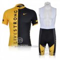 2009 Cycling Jersey Livestrong Black and Yellow Short Sleeve and Bib Short