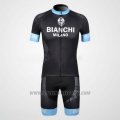 2012 Cycling Jersey Bianchi Black and Light Blue Short Sleeve and Bib Short