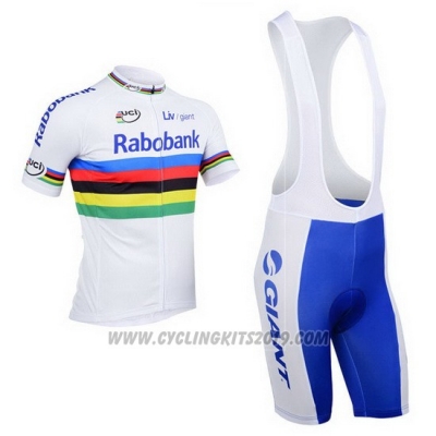 2013 Cycling Jersey UCI Mondo Campione Lider Rabobank White Short Sleeve and Bib Short