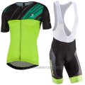 2017 Cycling Jersey Nalini Roma Black and Green Short Sleeve and Salopette