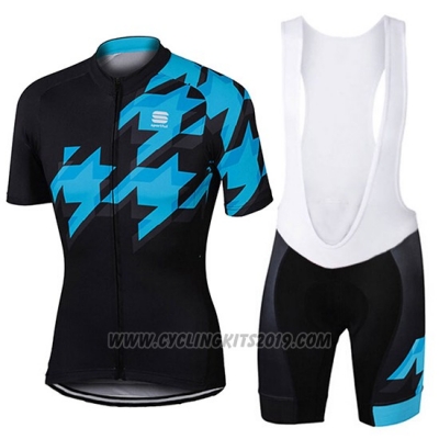 2017 Cycling Jersey Sportful Black and Blue Short Sleeve and Bib Short [hua2746]
