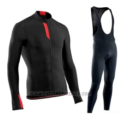 2019 Cycling Jersey Northwave Negro Red Long Sleeve and Bib Tight