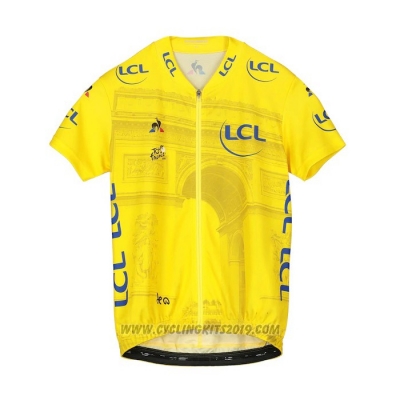 2019 Cycling Jersey Tour de France Yellow Short Sleeve and Bib Short(3)