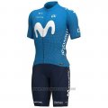 2020 Cycling Jersey Movistar White Blue Short Sleeve and Bib Short