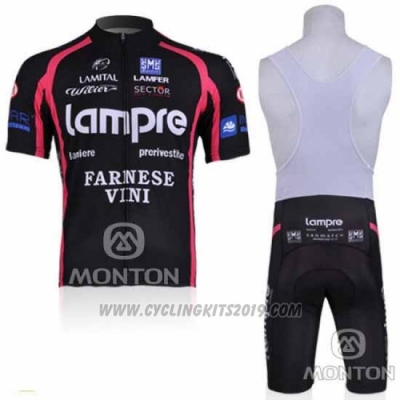 2010 Cycling Jersey Lampre Farnese Vini Black Short Sleeve and Bib Short