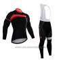 2015 Cycling Jersey Castelli Red and Black Long Sleeve and Bib Tight