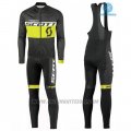 2016 Cycling Jersey Scott Black and Yellow Long Sleeve and Salopette
