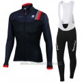 2016 Cycling Jersey Sportful Red and Black Long Sleeve and Bib Tight
