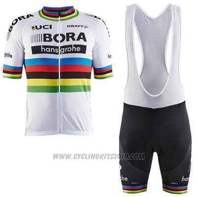2017 Cycling Jersey UCI Mondo Campione Bora White Short Sleeve and Bib Short