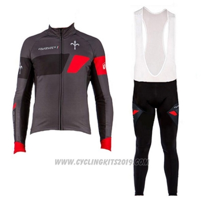 2017 Cycling Jersey Wieiev Black and Gray Long Sleeve and Bib Tight