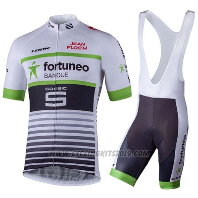 2018 Cycling Jersey Fortuneo Samsic White Short Sleeve and Salopette