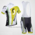 2013 Cycling Jersey Scott White and Yellow Short Sleeve and Salopette