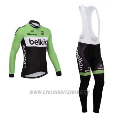 2014 Cycling Jersey Belkin Green and Black Long Sleeve and Bib Tight [hua3201]