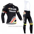 2014 Cycling Jersey Cinelli Santini Black Long Sleeve and Bib Tight