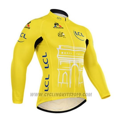 2015 Cycling Jersey Tour de France Yellow Long Sleeve and Bib Tight