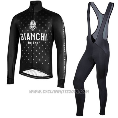 2019 Cycling Jersey Bianchi Milano FT Black White Long Sleeve and Bib Tight