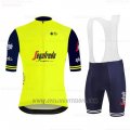 2020 Cycling Jersey Segafredo Zanetti Yellow Azul Short Sleeve and Bib Short