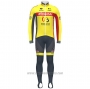 2020 Cycling Jersey Wallonie Bruxelles Yellow Red Long Sleeve and Bib Tight
