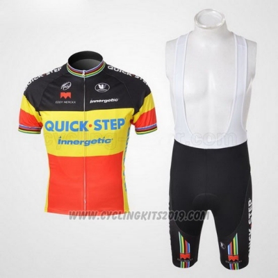 2010 Cycling Jersey Quick Step Campione Belgium Short Sleeve and Bib Short