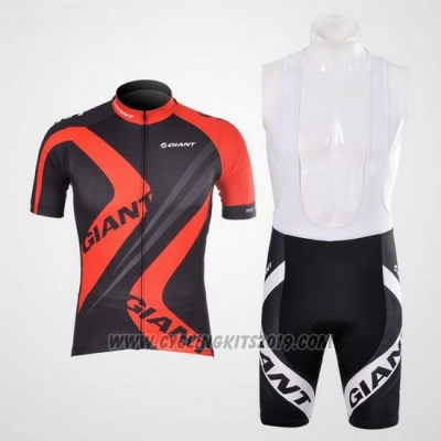 2012 Cycling Jersey Giant Black and Red Short Sleeve and Bib Short