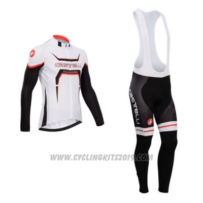 2014 Cycling Jersey Castelli Black and White Long Sleeve and Bib Tight