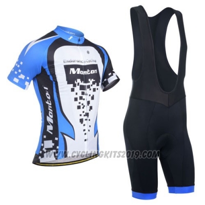 2014 Cycling Jersey Monton Blue and White Short Sleeve and Bib Short