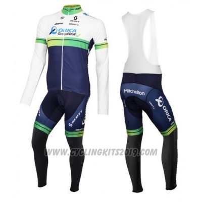 2016 Cycling Jersey Orica GreenEDGE White and Blue Long Sleeve and Bib Tight [hua3504]