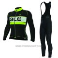 2017 Cycling Jersey ALE Bering Yellow and Black Long Sleeve and Bib Tight