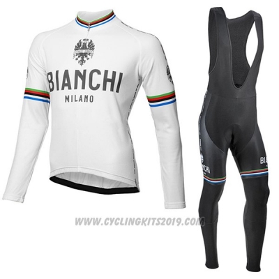 2017 Cycling Jersey Bianchi Milano Ml White Long Sleeve and Bib Tight