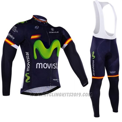 2017 Cycling Jersey Movistar Campione Spain Long Sleeve and Bib Tight [hua3051]