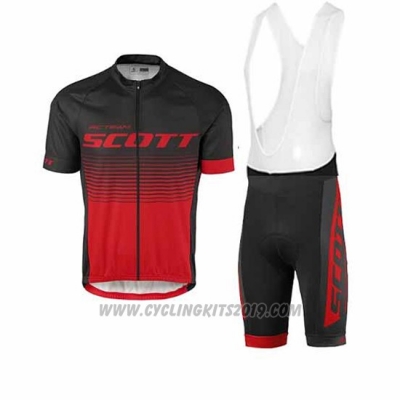 2017 Cycling Jersey Scott Black Red Short Sleeve and Salopette