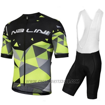 2018 Cycling Jersey Nalini Ahs Discesa Black and Green Short Sleeve and Salopette