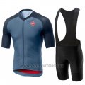 2019 Cycling Jersey Castelli Aero Race Blue Red Short Sleeve and Bib Short