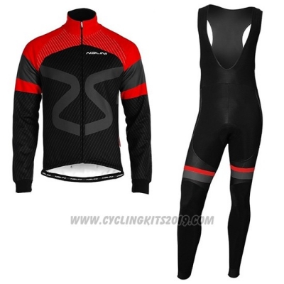2019 Cycling Jersey Nalini Black Red Long Sleeve and Bib Tight