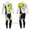 2013 Cycling Jersey Scott White and Yellow5 Long Sleeve and Salopette