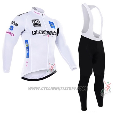 2016 Cycling Jersey Giro D'italy White and Blue Long Sleeve and Bib Tight