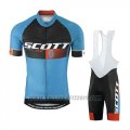 2016 Cycling Jersey Scott Blue and Orange Short Sleeve and Salopette