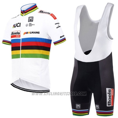 2017 Cycling Jersey UCI Mondo Campione Boels Dolmans White Short Sleeve and Bib Short